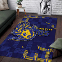 Custom Bosnia And Herzegovina Football Area Rug Fierce Dragon National Stars With Checker Patterns
