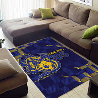 Custom Bosnia And Herzegovina Football Area Rug Fierce Dragon National Stars With Checker Patterns