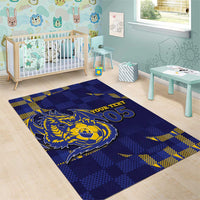 Custom Bosnia And Herzegovina Football Area Rug Fierce Dragon National Stars With Checker Patterns