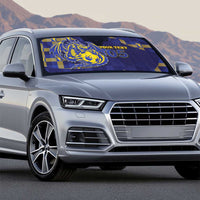 Custom Bosnia And Herzegovina Football Auto Sun Shade Fierce Dragon National Stars With Checker Patterns