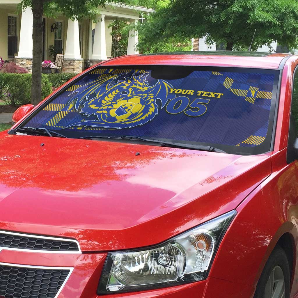Custom Bosnia And Herzegovina Football Auto Sun Shade Fierce Dragon National Stars With Checker Patterns