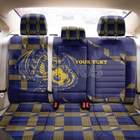 Custom Bosnia And Herzegovina Football Back Car Seat Cover Fierce Dragon National Stars With Checker Patterns