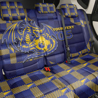 Custom Bosnia And Herzegovina Football Back Car Seat Cover Fierce Dragon National Stars With Checker Patterns