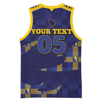 Custom Bosnia And Herzegovina Football Basketball Jersey Fierce Dragon National Stars With Checker Patterns