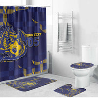Custom Bosnia And Herzegovina Football Bathroom Set Fierce Dragon National Stars With Checker Patterns