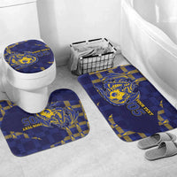 Custom Bosnia And Herzegovina Football Bathroom Set Fierce Dragon National Stars With Checker Patterns
