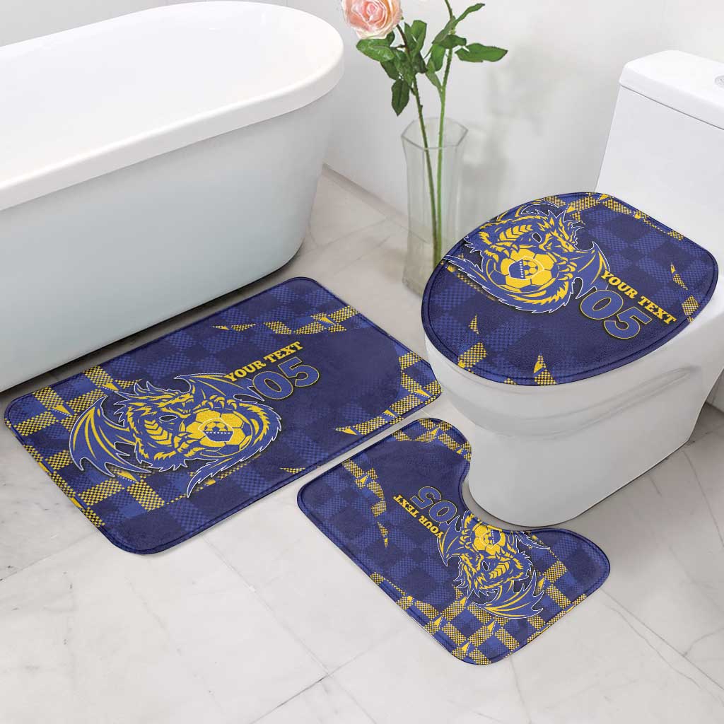 Custom Bosnia And Herzegovina Football Bathroom Set Fierce Dragon National Stars With Checker Patterns