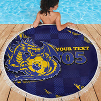 Custom Bosnia And Herzegovina Football Beach Blanket Fierce Dragon National Stars With Checker Patterns