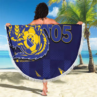 Custom Bosnia And Herzegovina Football Beach Blanket Fierce Dragon National Stars With Checker Patterns