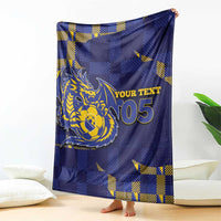 Custom Bosnia And Herzegovina Football Blanket Fierce Dragon National Stars With Checker Patterns