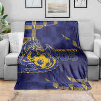 Custom Bosnia And Herzegovina Football Blanket Fierce Dragon National Stars With Checker Patterns