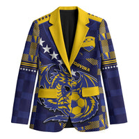 Custom Bosnia And Herzegovina Football Blazer Fierce Dragon National Stars With Checker Patterns