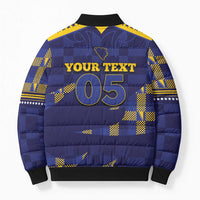 Custom Bosnia And Herzegovina Football Bomber Puffer Jacket Fierce Dragon National Stars With Checker Patterns