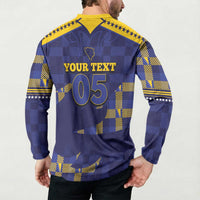 Custom Bosnia And Herzegovina Football Button Sweatshirt Fierce Dragon National Stars With Checker Patterns