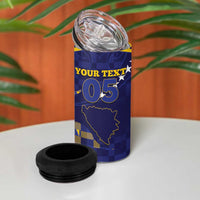 Custom Bosnia And Herzegovina Football 4 in 1 Can Cooler Tumbler Fierce Dragon National Stars With Checker Patterns