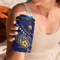 Custom Bosnia And Herzegovina Football 4 in 1 Can Cooler Tumbler Fierce Dragon National Stars With Checker Patterns