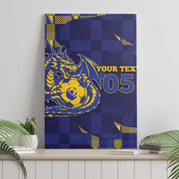 Custom Bosnia And Herzegovina Football Canvas Wall Art Fierce Dragon National Stars With Checker Patterns