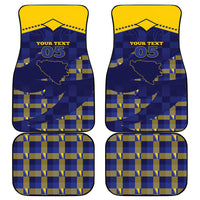Custom Bosnia And Herzegovina Football Car Mats Fierce Dragon National Stars With Checker Patterns