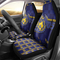 Custom Bosnia And Herzegovina Football Car Seat Cover Fierce Dragon National Stars With Checker Patterns