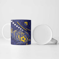 Custom Bosnia And Herzegovina Football Ceramic Mug Fierce Dragon National Stars With Checker Patterns