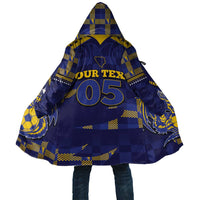 Custom Bosnia And Herzegovina Football Cloak Fierce Dragon National Stars With Checker Patterns