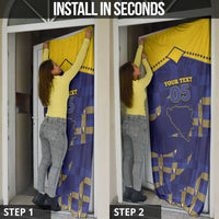Custom Bosnia And Herzegovina Football Door Cover Fierce Dragon National Stars With Checker Patterns