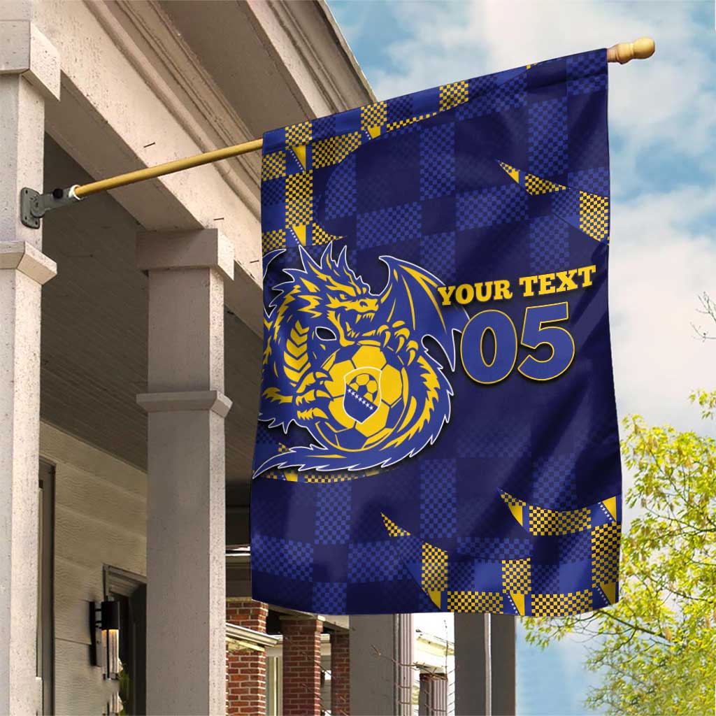 Custom Bosnia And Herzegovina Football Garden Flag Fierce Dragon National Stars With Checker Patterns