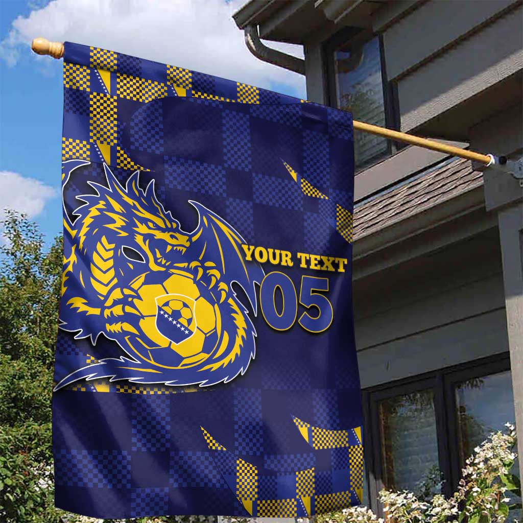Custom Bosnia And Herzegovina Football Garden Flag Fierce Dragon National Stars With Checker Patterns