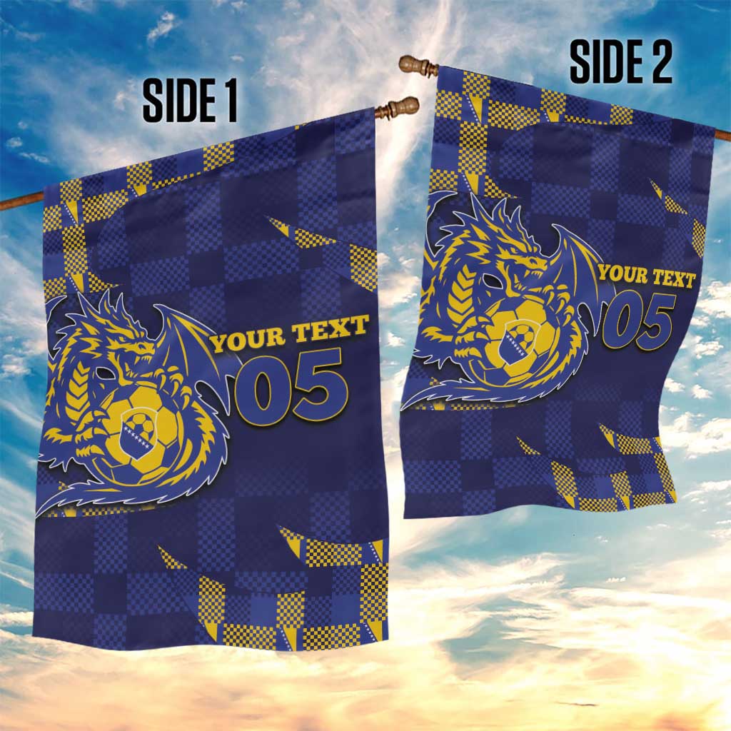 Custom Bosnia And Herzegovina Football Garden Flag Fierce Dragon National Stars With Checker Patterns