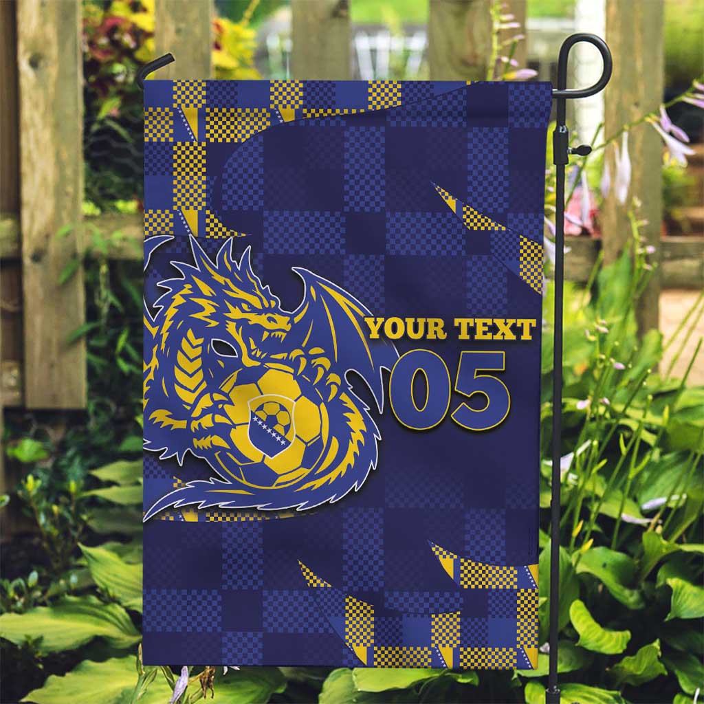 Custom Bosnia And Herzegovina Football Garden Flag Fierce Dragon National Stars With Checker Patterns