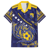 Custom Bosnia And Herzegovina Football Hawaiian Shirt Fierce Dragon National Stars With Checker Patterns