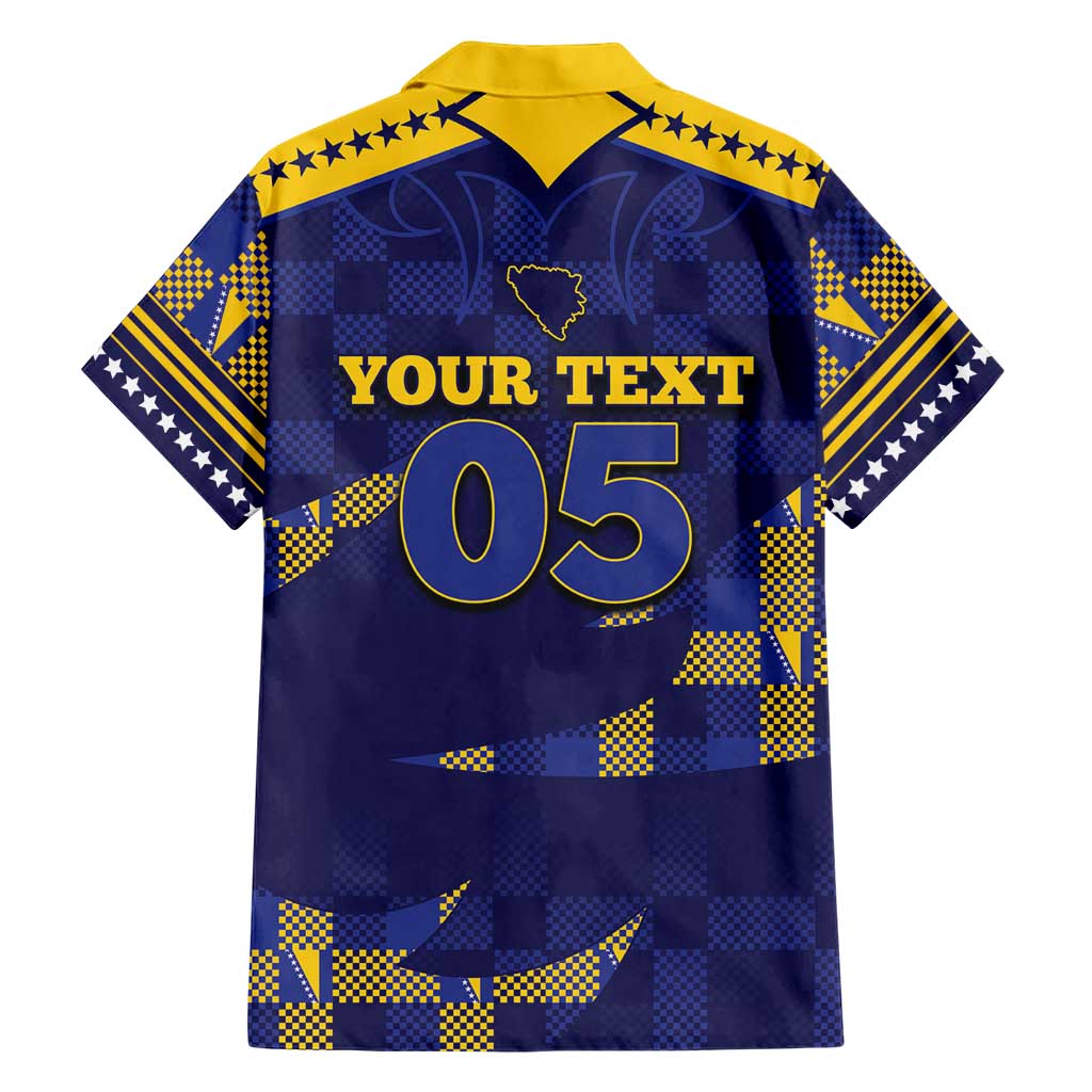 Custom Bosnia And Herzegovina Football Hawaiian Shirt Fierce Dragon National Stars With Checker Patterns