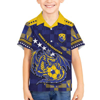 Custom Bosnia And Herzegovina Football Hawaiian Shirt Fierce Dragon National Stars With Checker Patterns