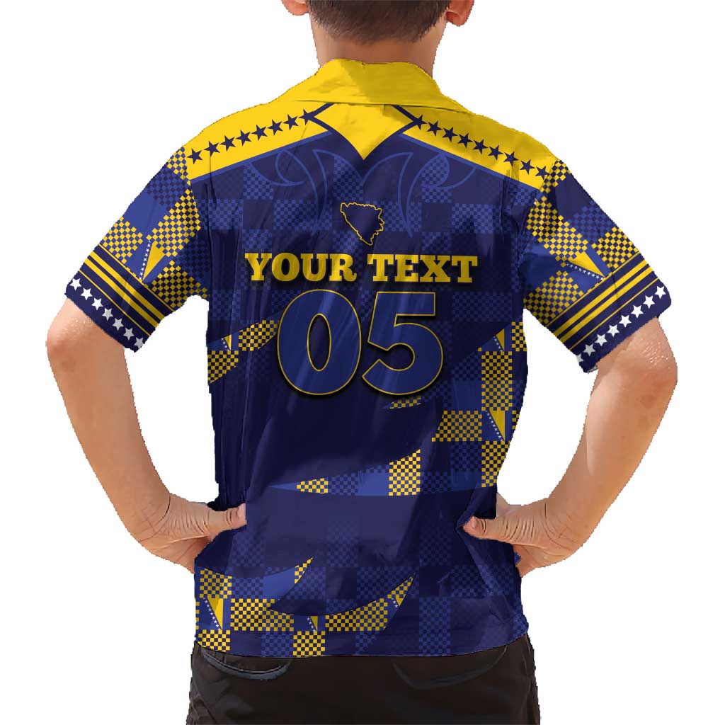 Custom Bosnia And Herzegovina Football Hawaiian Shirt Fierce Dragon National Stars With Checker Patterns
