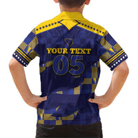 Custom Bosnia And Herzegovina Football Hawaiian Shirt Fierce Dragon National Stars With Checker Patterns