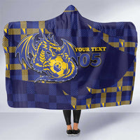Custom Bosnia And Herzegovina Football Hooded Blanket Fierce Dragon National Stars With Checker Patterns