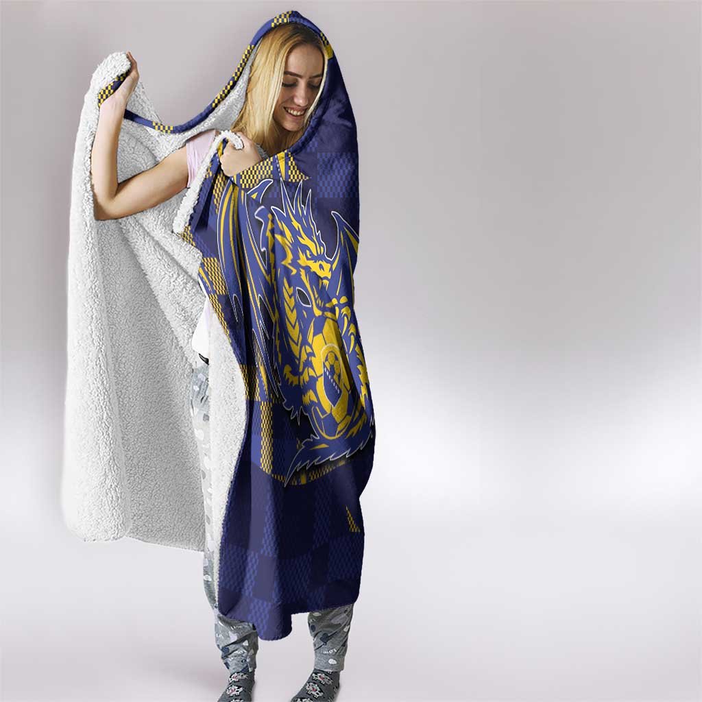 Custom Bosnia And Herzegovina Football Hooded Blanket Fierce Dragon National Stars With Checker Patterns