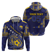 Custom Bosnia And Herzegovina Football Hoodie Fierce Dragon National Stars With Checker Patterns