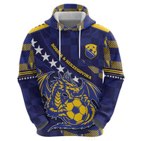 Custom Bosnia And Herzegovina Football Hoodie Fierce Dragon National Stars With Checker Patterns