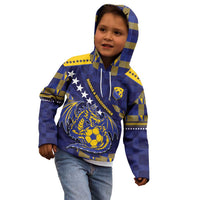 Custom Bosnia And Herzegovina Football Kid Hoodie Fierce Dragon National Stars With Checker Patterns