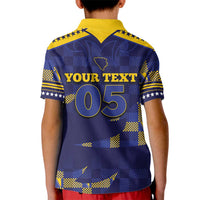 Custom Bosnia And Herzegovina Football Kid Polo Shirt Fierce Dragon National Stars With Checker Patterns