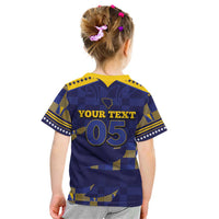 Custom Bosnia And Herzegovina Football Kid T Shirt Fierce Dragon National Stars With Checker Patterns