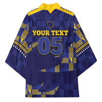 Custom Bosnia And Herzegovina Football Kimono Fierce Dragon National Stars With Checker Patterns
