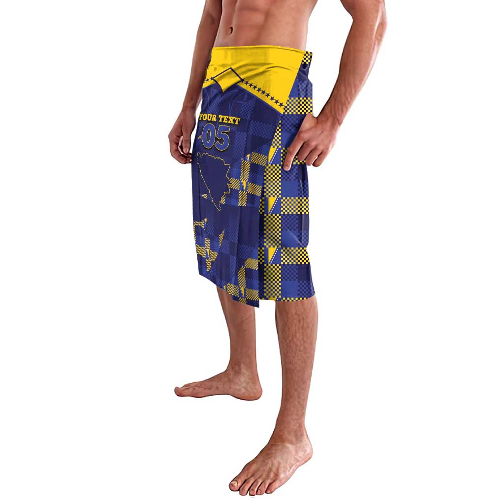 Custom Bosnia And Herzegovina Football Lavalava Fierce Dragon National Stars With Checker Patterns