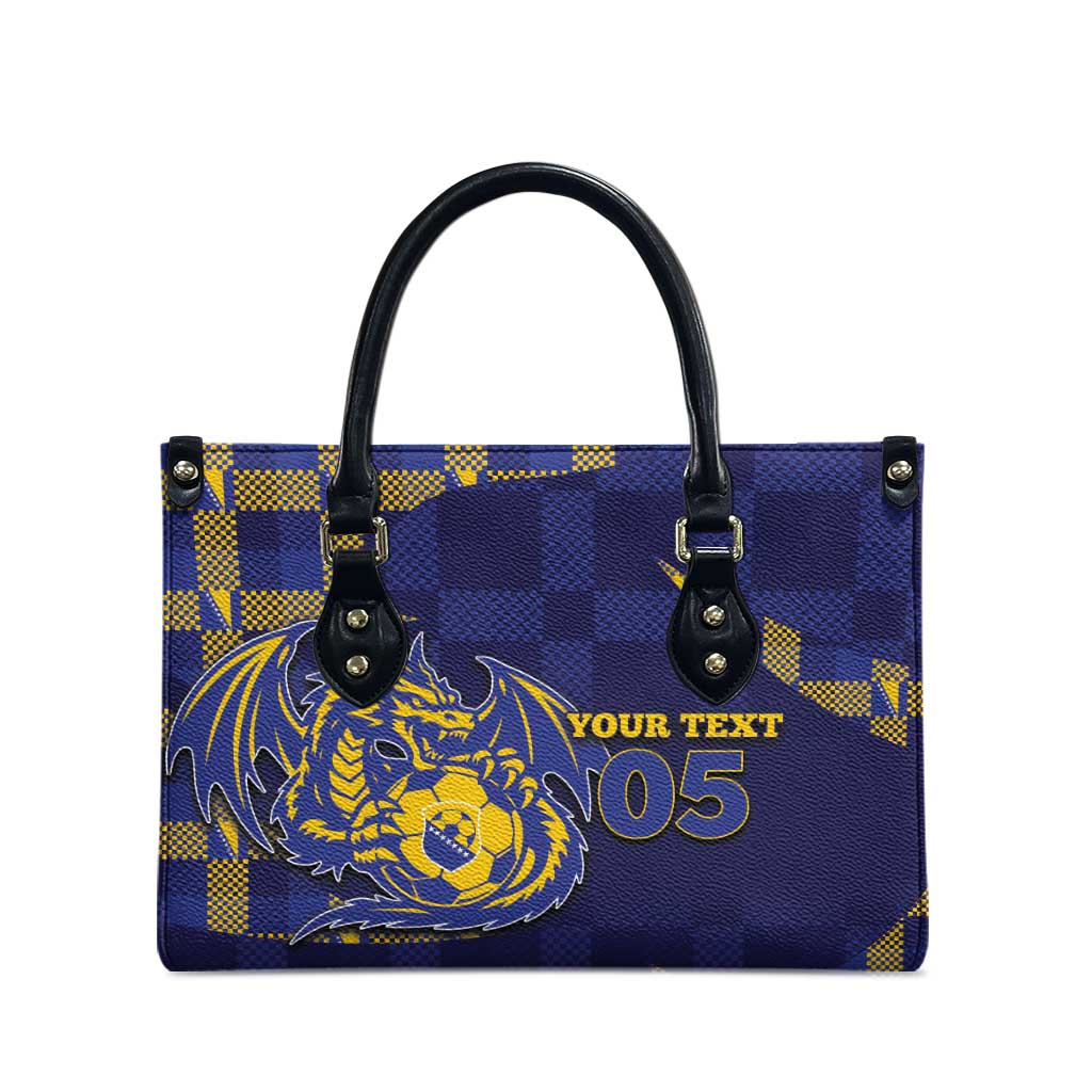 Custom Bosnia And Herzegovina Football Leather Bag Fierce Dragon National Stars With Checker Patterns