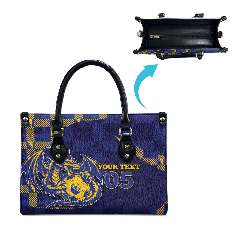 Custom Bosnia And Herzegovina Football Leather Bag Fierce Dragon National Stars With Checker Patterns