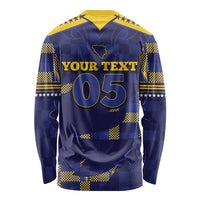 Custom Bosnia And Herzegovina Football Long Sleeve Shirt Fierce Dragon National Stars With Checker Patterns