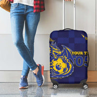 Custom Bosnia And Herzegovina Football Luggage Cover Fierce Dragon National Stars With Checker Patterns