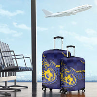 Custom Bosnia And Herzegovina Football Luggage Cover Fierce Dragon National Stars With Checker Patterns