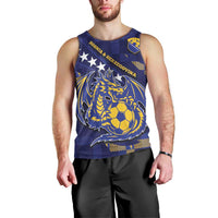 Custom Bosnia And Herzegovina Football Men Tank Top Fierce Dragon National Stars With Checker Patterns